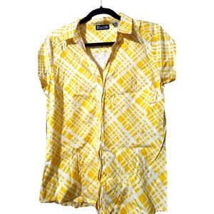 NWT Yellow and White New York and Company Button Down Shirt
